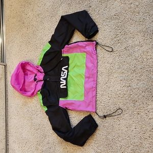 3/$20 Hyper Space Hooded Wind Breaker size small Y2K
